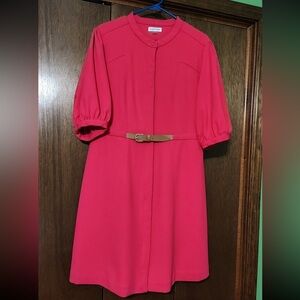 Calvin Klein Hot Pink Midi Dress with Belt